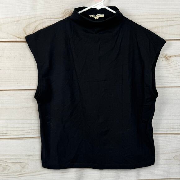 Madewell True Black Funnelneck Cropped Muscle Tee Size XL - Picture 5 of 13